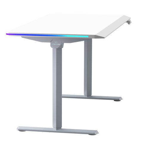 ULTRADESK Biurko dla gracza QUEST, 140x70cm, 72-120cm, szaro-biały