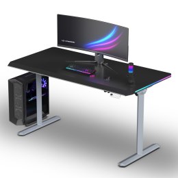 ULTRADESK Biurko dla gracza QUEST, 140x70cm, 72-120cm, szaro-czarny