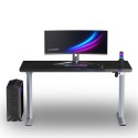 ULTRADESK Biurko dla gracza QUEST, 140x70cm, 72-120cm, szaro-czarny