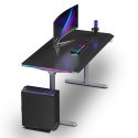 ULTRADESK Biurko dla gracza QUEST, 140x70cm, 72-120cm, szaro-czarny