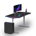 ULTRADESK Biurko dla gracza QUEST, 140x70cm, 72-120cm, szaro-czarny