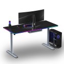 ULTRADESK Biurko dla gracza QUEST, 140x70cm, 72-120cm, szaro-czarny