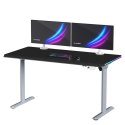 ULTRADESK Biurko dla gracza QUEST, 140x70cm, 72-120cm, szaro-czarny