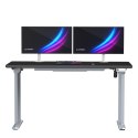 ULTRADESK Biurko dla gracza QUEST, 140x70cm, 72-120cm, szaro-czarny