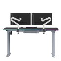 ULTRADESK Biurko dla gracza QUEST, 140x70cm, 72-120cm, szaro-czarny