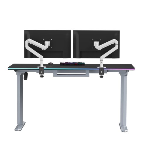 ULTRADESK Biurko dla gracza QUEST, 140x70cm, 72-120cm, szaro-czarny
