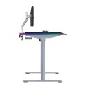 ULTRADESK Biurko dla gracza QUEST, 140x70cm, 72-120cm, szaro-czarny