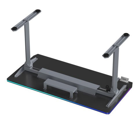 ULTRADESK Biurko dla gracza QUEST, 140x70cm, 72-120cm, szaro-czarny