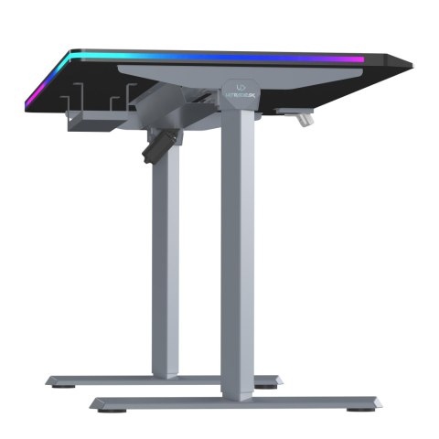 ULTRADESK Biurko dla gracza QUEST, 140x70cm, 72-120cm, szaro-czarny