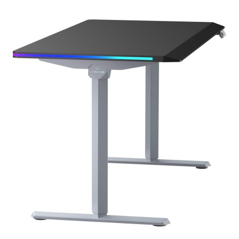 ULTRADESK Biurko dla gracza QUEST, 140x70cm, 72-120cm, szaro-czarny