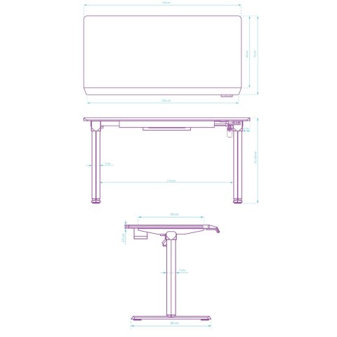ULTRADESK Biurko dla gracza QUEST, 140x70cm, 72-120cm, biało-szary