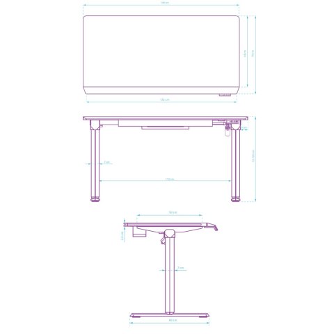 ULTRADESK Biurko dla gracza QUEST, 140x70cm, 72-120cm, szaro-biały