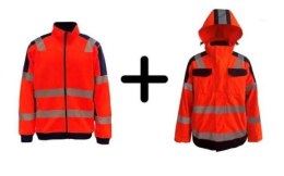 KURTKA PRZECIWDESZCZOWA Z PODPINKĄ, POMARAŃCZOWA, ROZ. XXL