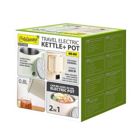 Czajnik elektryczny / garnek turystyczny 2w1 0,8l 600W MR-009-BEIGE