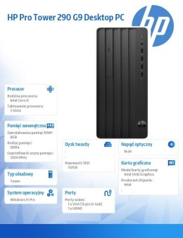 Komputer Pro Tower 290 G9 i3-14100 512GB/8GB/W11P B6ZA9ET