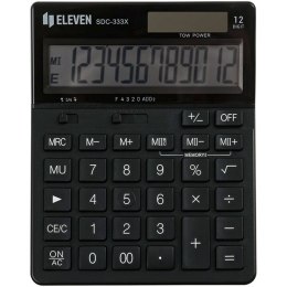 Eleven Kalkulator SDC-333X-BK, czarna, biurkowy, 12 miejsc, podwójne zasilanie