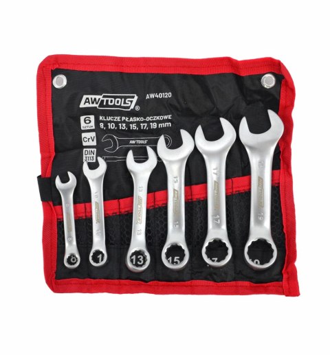 AWTOOLS KLUCZ PŁASKO-OCZKOWY KRÓTKI KPL. 6szt. /8mm-19mm/