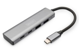 Hub USB Typ C DIGITUS 4-portowy 2x USB-A, 2x USB-C aluminium 10Gbps
