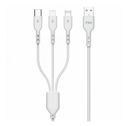 Kabel MS M-ACML1100W 3in1 USB-AM - USB-C/Micro/LIGHT 1.0m Biały