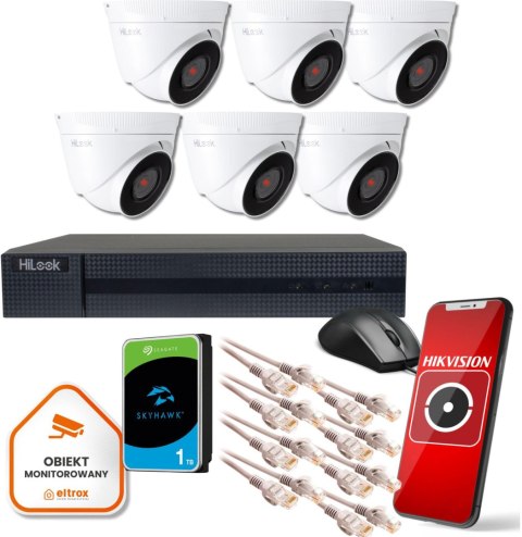 Zestaw monitoringu Hilook 6 kamer IP IPCAM-T5 1TB dysk